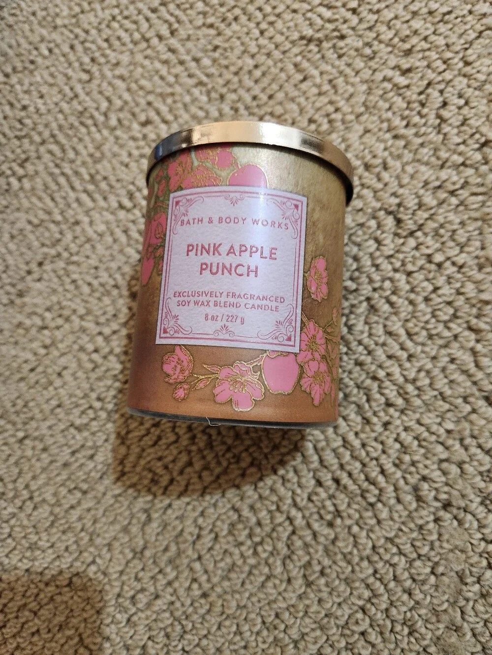 Bath & Body Works Pink Apple Punch Candle Tin - Pink and Gold